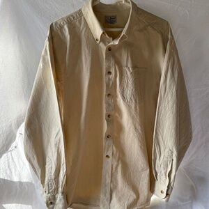 LL Bean Men’s Cotton Button Down Shirt in Cream | Size XL